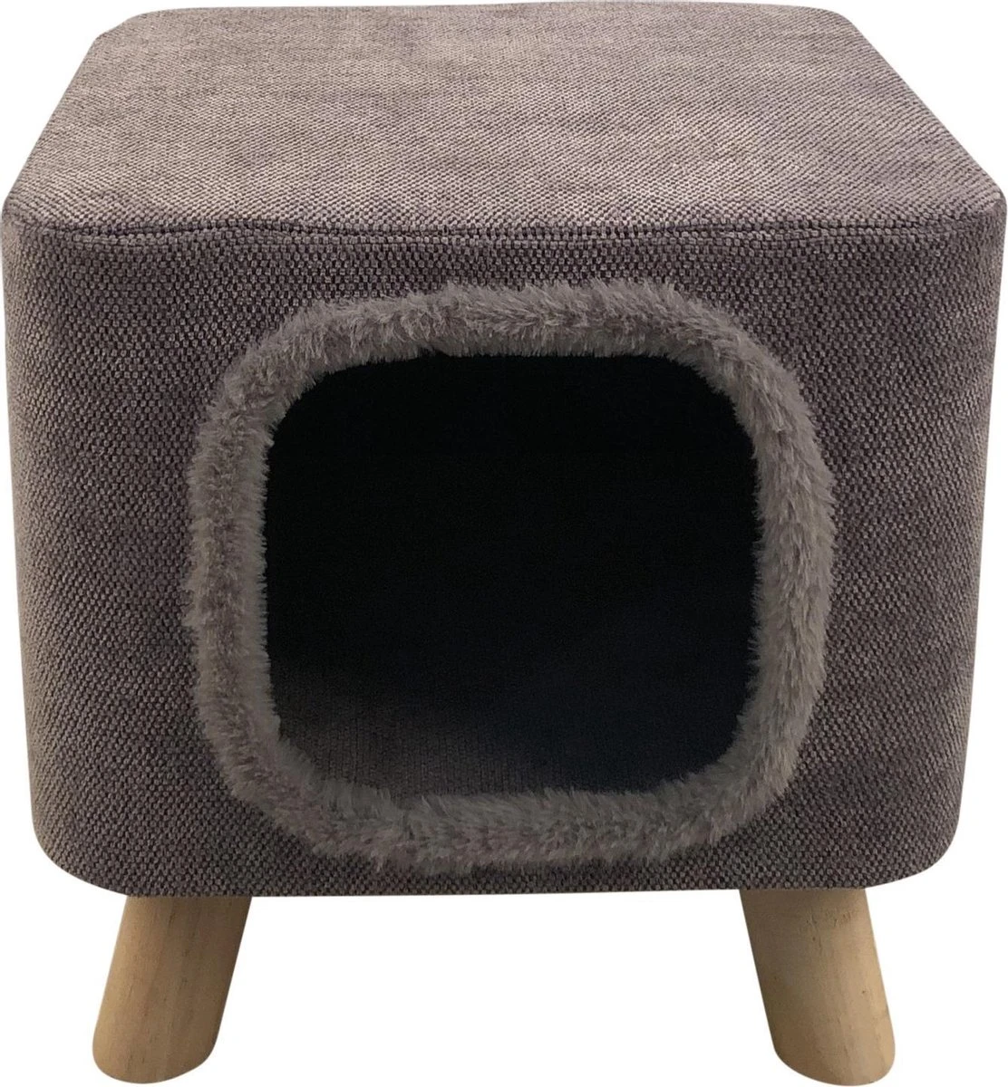 Adori Poef Olivia - Kattenmand - 35x35x34 Cm Grijs 3 Adori Poef Olivia - Kattenmand - 35x35x34 Cm Grijs