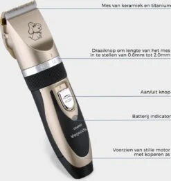 LifeGoods Hondentondeuse - Voor Katten En Honden - Complete Set - 5 Standen - Draadloos - Oplaadbaar - Goud/Zwart -Dierenwinkel 1131x1200