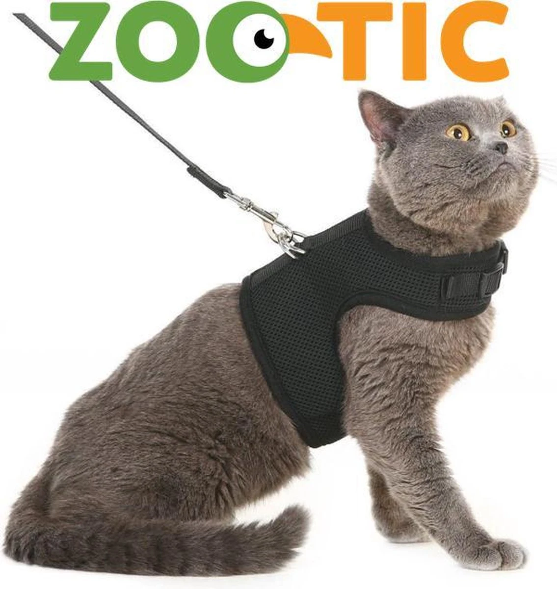 Zootic Kattentuigje Met Leiband Riem Kattenharnas Zwart Maat M Kat & Kitten - Halsomvang 20 Tot 26cm - Borstomvang 30 Tot 34cm 5 Zootic Kattentuigje Met Leiband Riem Kattenharnas Zwart Maat M Kat & Kitten - Halsomvang 20 Tot 26cm - Borstomvang 30 Tot 34cm - Afbeelding 3