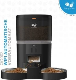 Pretty Paws QQ003 - Wifi Voermachine - Dubbele Voerbakjes - Zwart - Kat - 6L