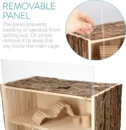 Navaris Houten Hamsterhuis - Speelhut Voor Hamsters, Kleine Knaagdieren, Gerbils, Muizen - Schuilplaats Op Twee Etages Voor Hamster, Cavia, Muis -Dierenwinkel 1158x1200 2