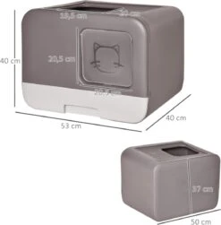 Kattenbak - 2 Uitgangen - Kattentoilet - Uitschuifbare Bodem - Met Schepje - Grijs 53 X 40 X 40 Cm -Dierenwinkel 1179x1200 4