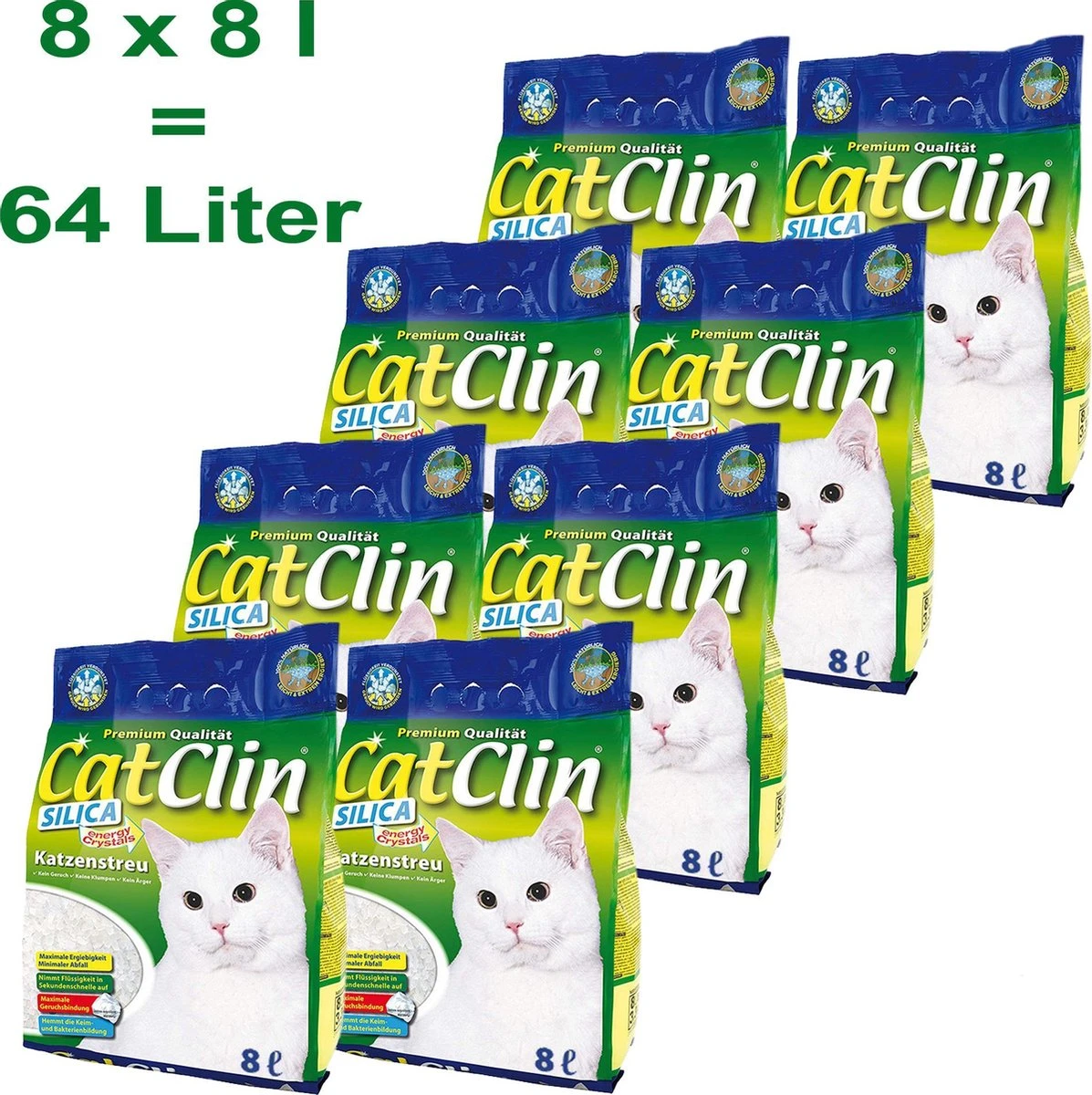Merkloos CatClin Silica Kattenbakvulling Bundelvoordeel 8 X 8L 3 Merkloos CatClin Silica Kattenbakvulling Bundelvoordeel 8 X 8L