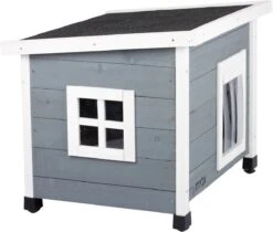 MyMax Kattenhuis - Hout - Openslaand Bitumen Dak - Kattenhuis Voor Buiten - Kattenhok - Kattenhuisje Hout - Grijs - 57*45*43CM -Dierenwinkel 1200x1020 2