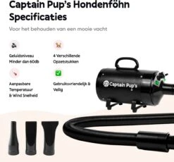 Captain Pup's Professionele Hondenföhn Met 4 Opzetstukken - Bijgeleverde Hondenborstel - Waterblazer Voor Honden - Zwart 12 Captain Pup's Professionele Hondenföhn Met 4 Opzetstukken - Bijgeleverde Hondenborstel - Waterblazer Voor Honden - Zwart -Dierenwinkel 1200x1117 1