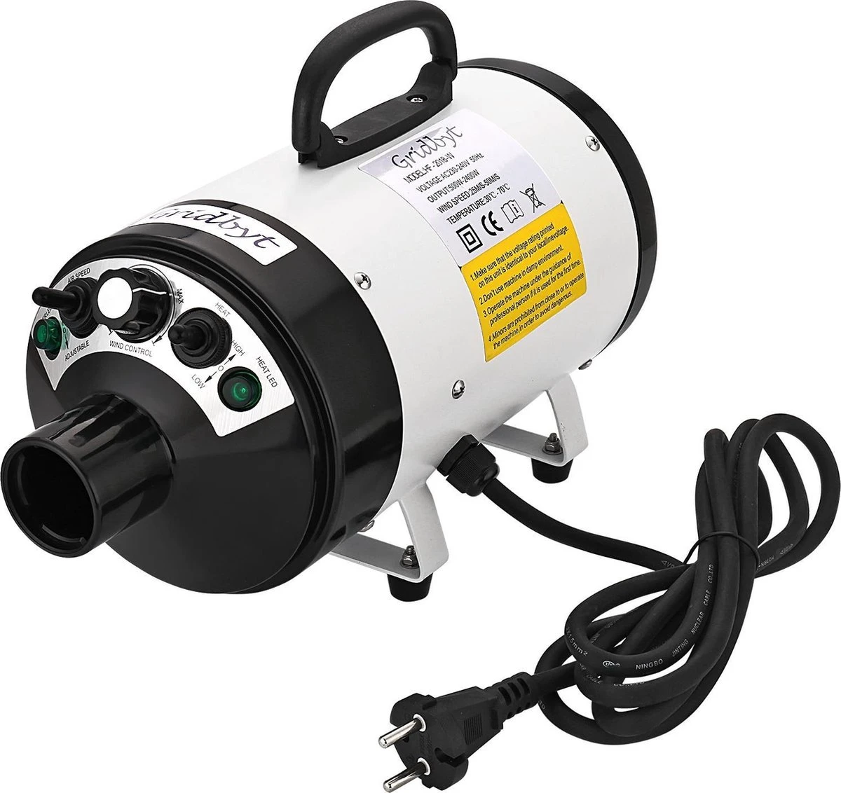 Gridbyt Professionele Hondenföhn – Waterblazer Voor Honden – Voor Een Mooie Vacht – Wit 4 Gridbyt Professionele Hondenföhn – Waterblazer Voor Honden – Voor Een Mooie Vacht – Wit - Afbeelding 2