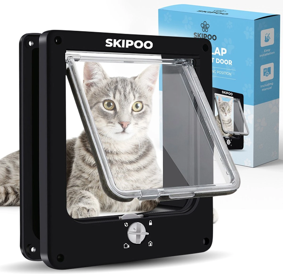 Skipoo Kattenluik Met Tunnel - Weerbestendig - Grote Kat - 4 Vergrendelingsstanden - Zwart 3 Skipoo Kattenluik Met Tunnel - Weerbestendig - Grote Kat - 4 Vergrendelingsstanden - Zwart