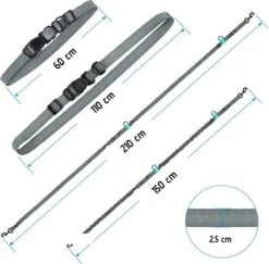 Oak's First Elastische En Diervriendelijke Looplijn Met Heupriem - Hondenriem - 150cm/210cm - Grijs -Dierenwinkel 1200x1180