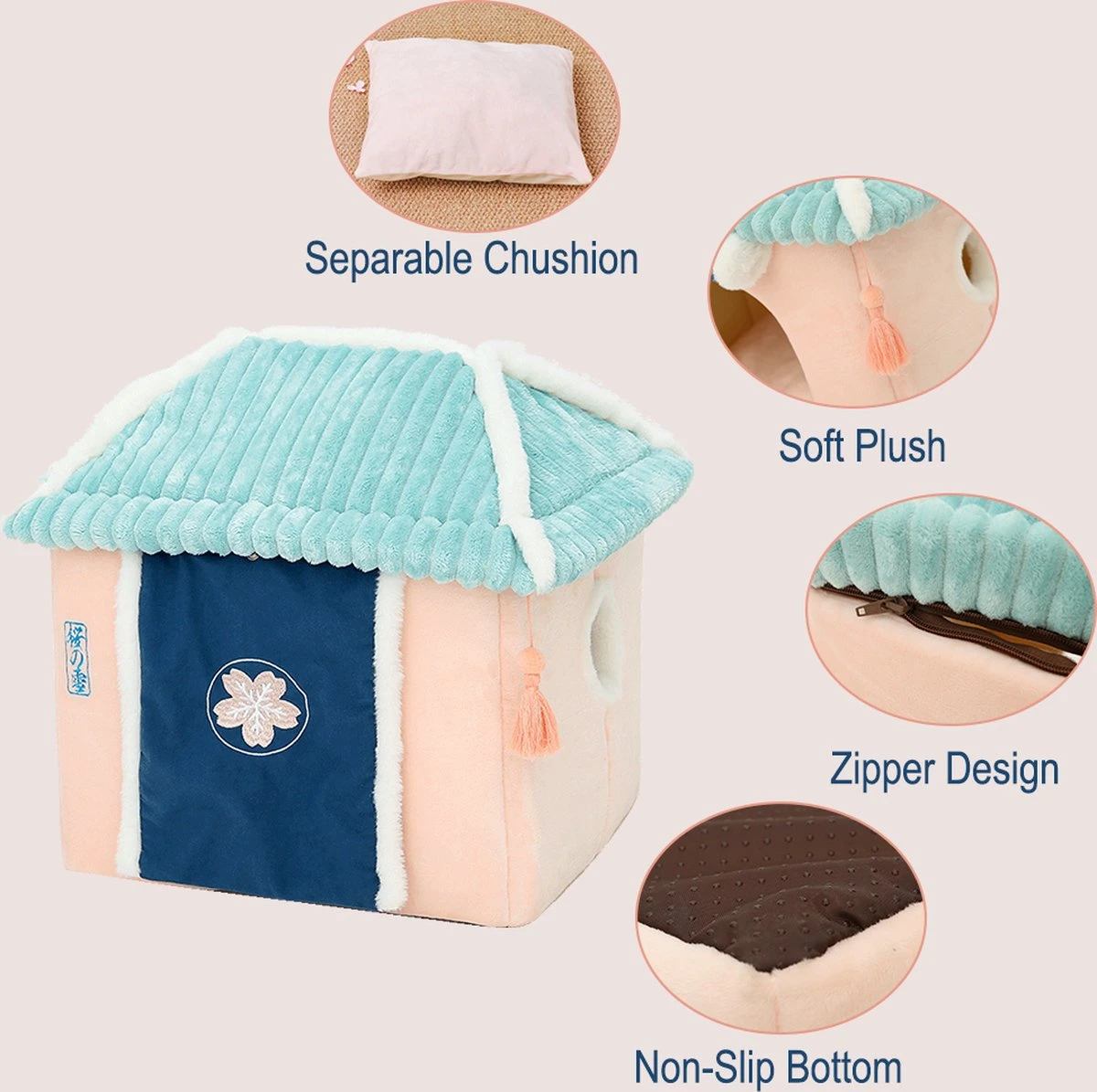 Merkloos Petsential Sakura Japanse Mand - Voor Katten (kattenmand) En Kleine Huisdieren (huisdierenmand) 7 Merkloos Petsential Sakura Japanse Mand - Voor Katten (kattenmand) En Kleine Huisdieren (huisdierenmand) - Afbeelding 5