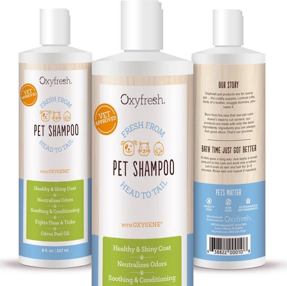 Oxyfresh Pets Hondenshampoo & Kattenshampoo - 237ml - Diervriendelijke Shampoo Voor Honden En Katten Zonder Irriterende Bestanddelen