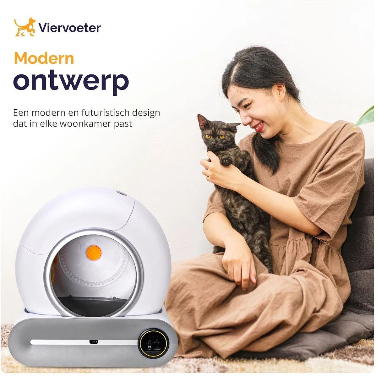 Viervoeter™ Kattenbak Zelfreinigend – Automatische Kattenbak – Zelfreinigende Kattenbak – Anti-geur – 53x58x55cm – Bedienen Via App – 65 Liter 9 Viervoeter™ Kattenbak Zelfreinigend – Automatische Kattenbak – Zelfreinigende Kattenbak – Anti-geur – 53x58x55cm – Bedienen Via App – 65 Liter - Afbeelding 7