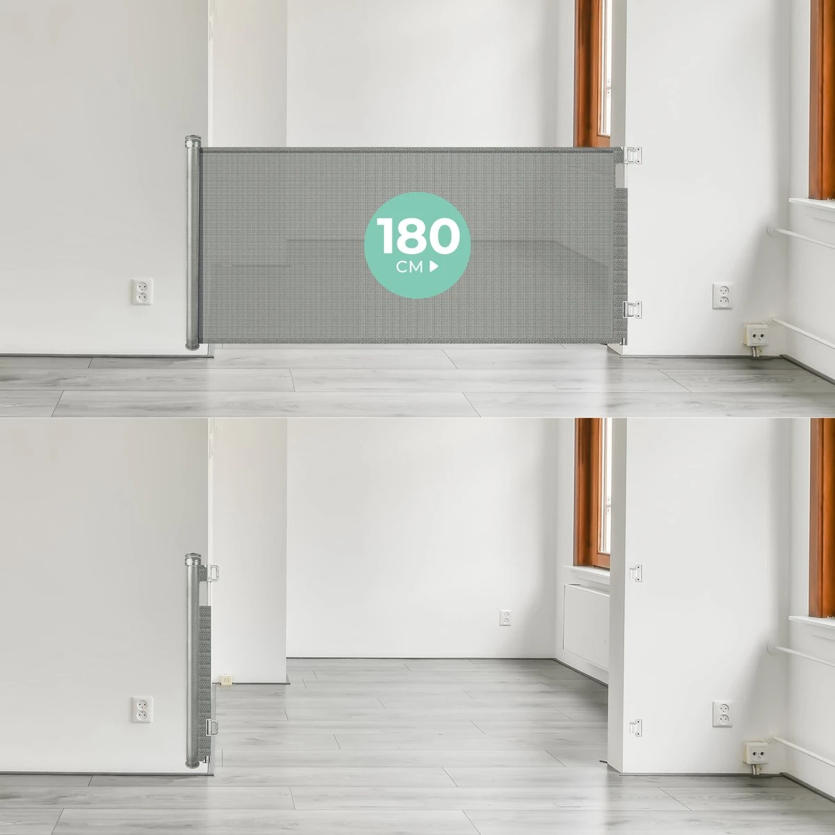 Château Animaux® - Tot 180cm Breed Traphekje Oprolbaar Hond - Stijlvolle Oplossing - Dieren Hek - Honden Hek 7 Château Animaux® - Tot 180cm Breed Traphekje Oprolbaar Hond - Stijlvolle Oplossing - Dieren Hek - Honden Hek - Afbeelding 5