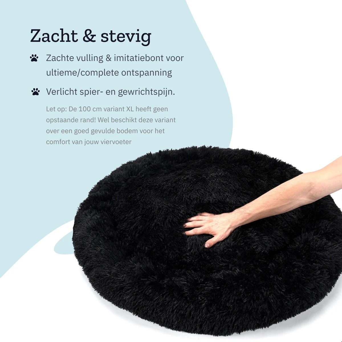 All 4 Pets Supply® Hondenmand Donut - Maat XL - Geschikt Voor Honden Tot 100 Cm - Hondenkussen - Zwart 4 All 4 Pets Supply® Hondenmand Donut - Maat XL - Geschikt Voor Honden Tot 100 Cm - Hondenkussen - Zwart - Afbeelding 2