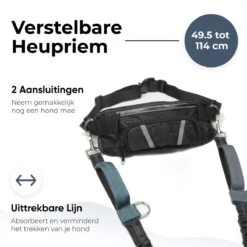 Canicross Looplijn Hond Met Heupriem Voor Hardlopen - Elastische Handsfree Hondenriem - Honden Trainingslijn - 150/200cm - Grijs -Dierenwinkel 1200x1200 186