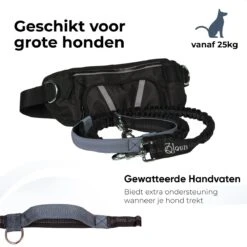 Canicross Looplijn Hond Met Heupriem Voor Hardlopen - Elastische Handsfree Hondenriem - Honden Trainingslijn - 150/200cm - Grijs -Dierenwinkel 1200x1200 187