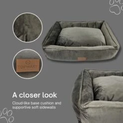 Topmast Soft Velours - Hondenmand - 75 X 58 Cm - L - Grijs - Hondenbed - Hondenkussen - Luxe Hondenmanden - Machinewasbaar Binnenkussen -Dierenwinkel 1200x1200 401