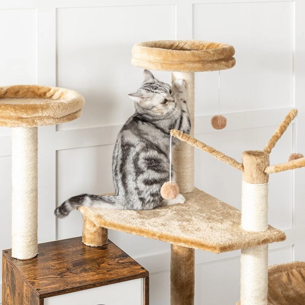 Signature Home Lola Krabpaal Met Kattenbak - Kattenbak Hangmat Mand Katten Huis - Kattenhuis Met Deur En Slot - Krabpalen Katten Huis - Kattenbakmeubel Verborgen - Alles-in-één Kattenspeelgoed Met Kattenhuis - Bruin - 70cm X 132cm X 48cm 14 Signature Home Lola Krabpaal Met Kattenbak - Kattenbak Hangmat Mand Katten Huis - Kattenhuis Met Deur En Slot - Krabpalen Katten Huis - Kattenbakmeubel Verborgen - Alles-in-één Kattenspeelgoed Met Kattenhuis - Bruin - 70cm X 132cm X 48cm - Afbeelding 12