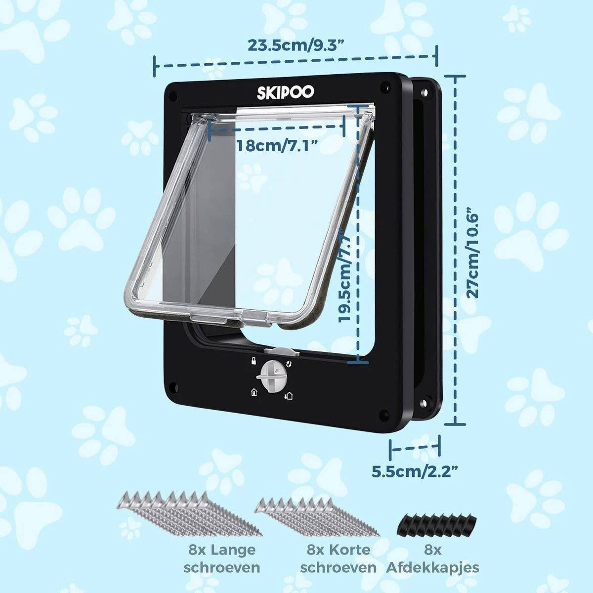 Skipoo Kattenluik Met Tunnel - Weerbestendig - Grote Kat - 4 Vergrendelingsstanden - Zwart 6 Skipoo Kattenluik Met Tunnel - Weerbestendig - Grote Kat - 4 Vergrendelingsstanden - Zwart - Afbeelding 4