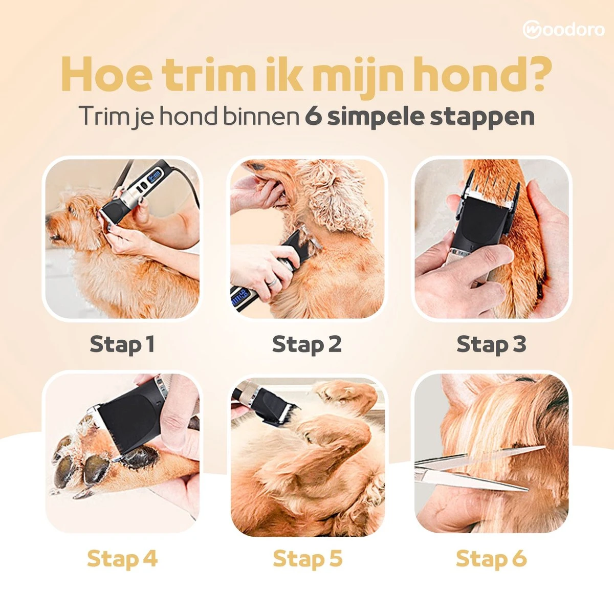 Woodoro Professionele 2-in-1 Hondentondeuse Voor Dikke Vacht – Draadloze Honden Tondeuse & Hondentrimmer – Stille Tondeuse Katten & Honden Trimset 9 Woodoro Professionele 2-in-1 Hondentondeuse Voor Dikke Vacht – Draadloze Honden Tondeuse & Hondentrimmer – Stille Tondeuse Katten & Honden Trimset - Afbeelding 7