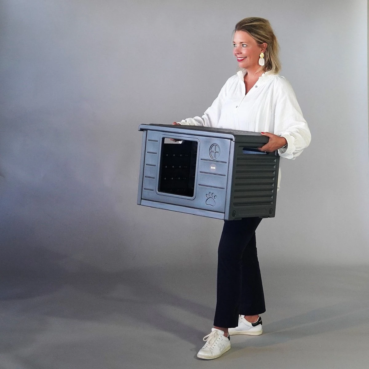 RHRQuality Kattenhuis Voor Binnen En Buiten Kattenhok Villa De Luxe Grijs 10 RHRQuality Kattenhuis Voor Binnen En Buiten Kattenhok Villa De Luxe Grijs - Afbeelding 8