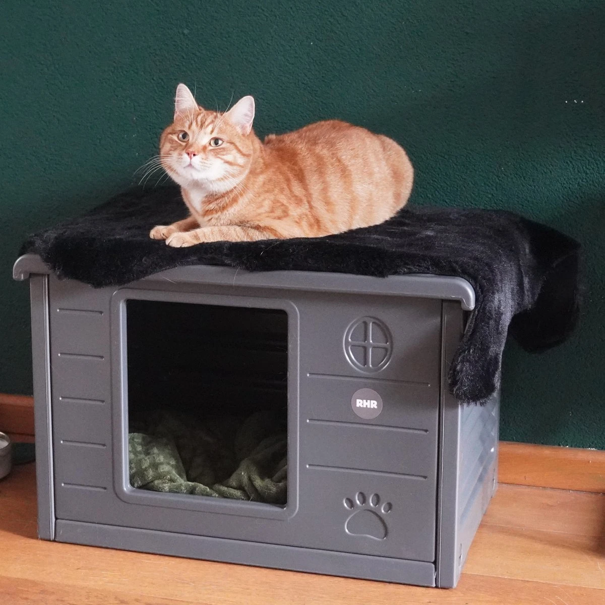 RHRQuality Kattenhuis Voor Binnen En Buiten Kattenhok Villa De Luxe Grijs 13 RHRQuality Kattenhuis Voor Binnen En Buiten Kattenhok Villa De Luxe Grijs - Afbeelding 11