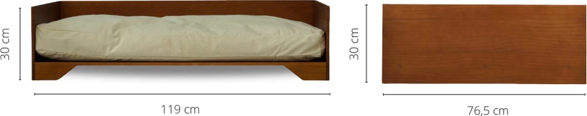 STUDIO ANIMAUX Hondenmand Met Katoenen Kussen (maat L) | 119 X 76,5 Cm | Hondenbed | Hondensofa | Hondenbank | Hout | Bruin 11 STUDIO ANIMAUX Hondenmand Met Katoenen Kussen (maat L) | 119 X 76,5 Cm | Hondenbed | Hondensofa | Hondenbank | Hout | Bruin - Afbeelding 9