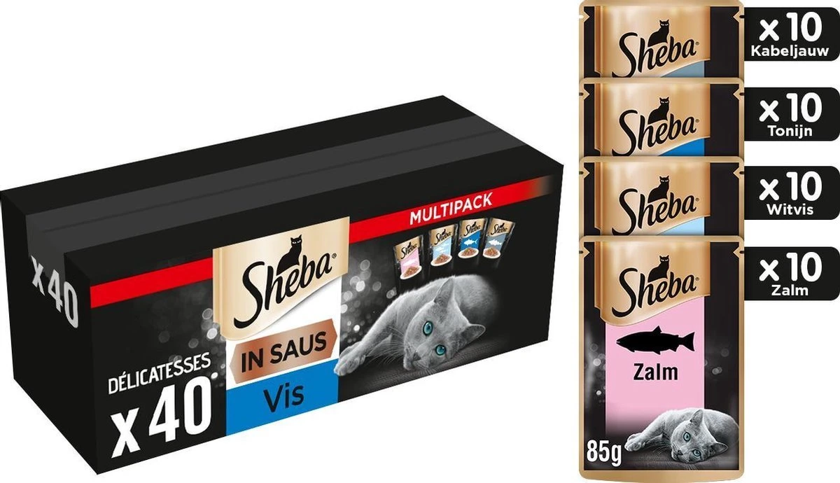Sheba Delicatesse Katten Natvoer - Vis - 40 X 85 Gr 3 Sheba Delicatesse Katten Natvoer - Vis - 40 X 85 Gr