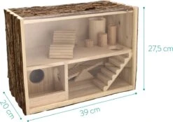 Navaris Houten Hamsterhuis - Speelhut Voor Hamsters, Kleine Knaagdieren, Gerbils, Muizen - Schuilplaats Op Twee Etages Voor Hamster, Cavia, Muis -Dierenwinkel 1200x846 3