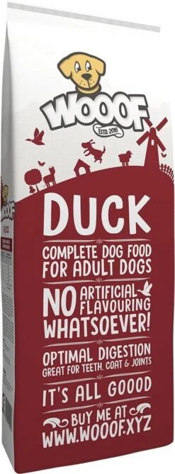 WOOOF Eend 18KG - Geperst Hondenvoer - Hypoallergeen Hondenvoer - Geperste Hondenbrokken - Droogvoer 18 WOOOF Eend 18KG - Geperst Hondenvoer - Hypoallergeen Hondenvoer - Geperste Hondenbrokken - Droogvoer -Dierenwinkel 443x1200