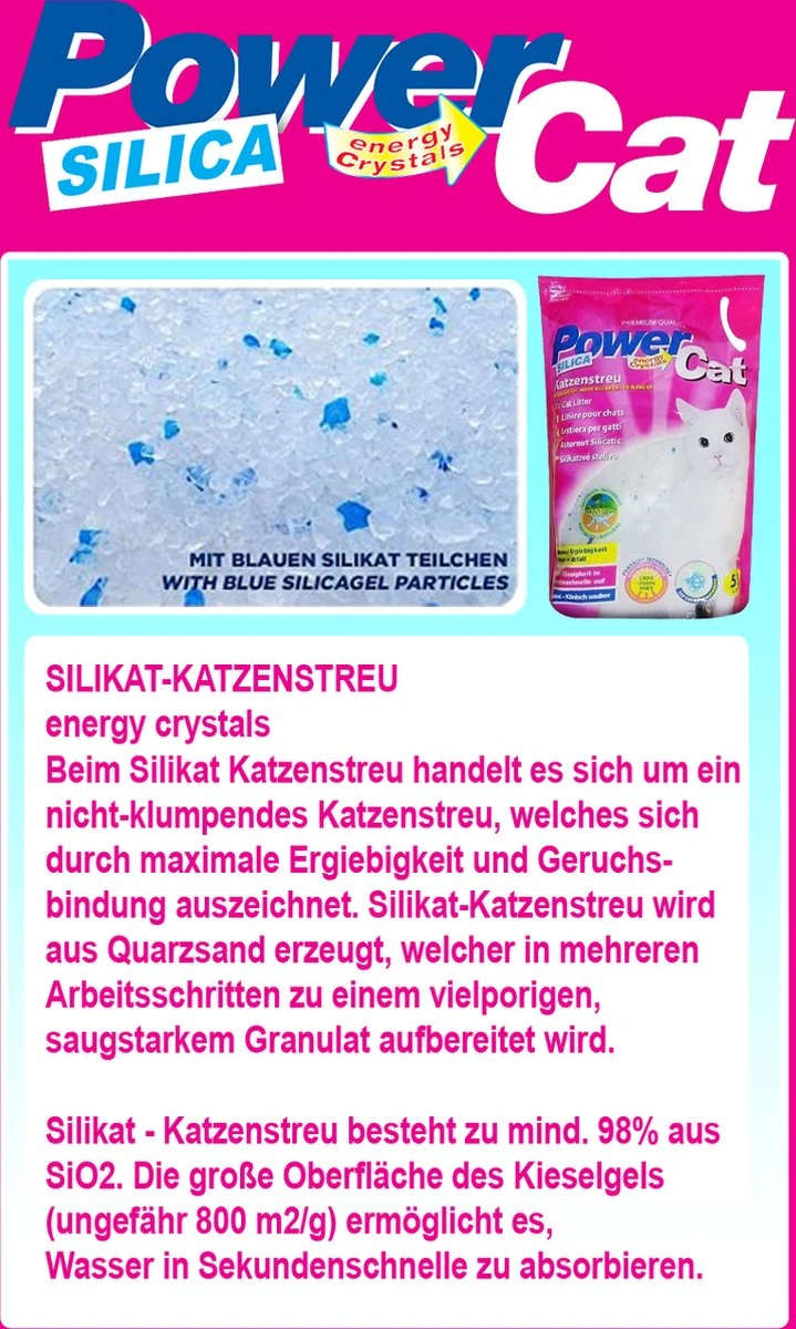 Merkloos PowerCat Silicaat Kattenbakvulling Met Energy Kristallen - 12 X 5L 5 Merkloos PowerCat Silicaat Kattenbakvulling Met Energy Kristallen - 12 X 5L - Afbeelding 3