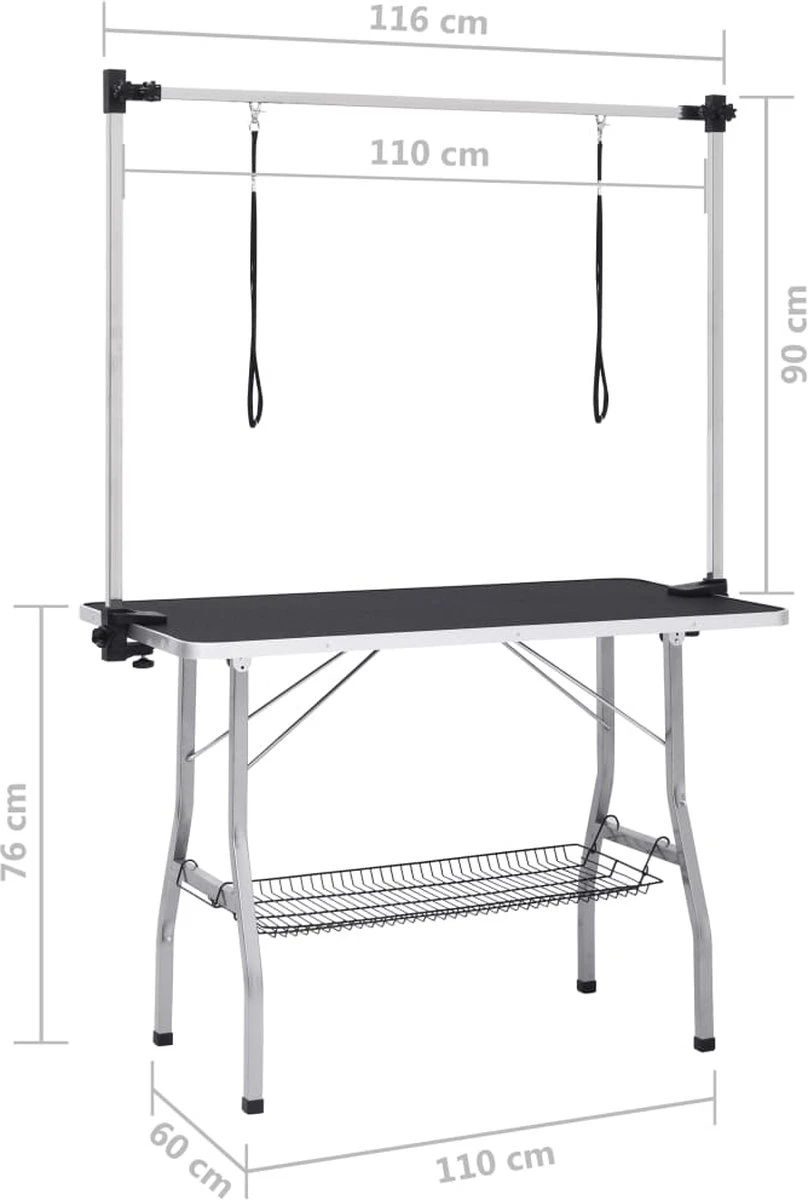 VIDAXL Hondentrimtafel Verstelbaar Met 2 Lussen En Opbergschap 14 VIDAXL Hondentrimtafel Verstelbaar Met 2 Lussen En Opbergschap - Afbeelding 12